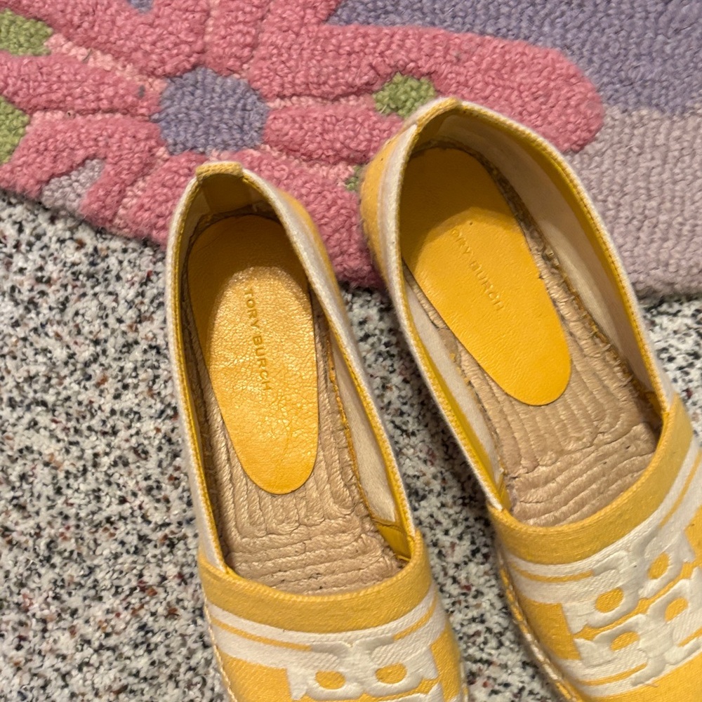 Tory Burch Yellow Canvas Logo Espadrilles - Picture 2 of 7